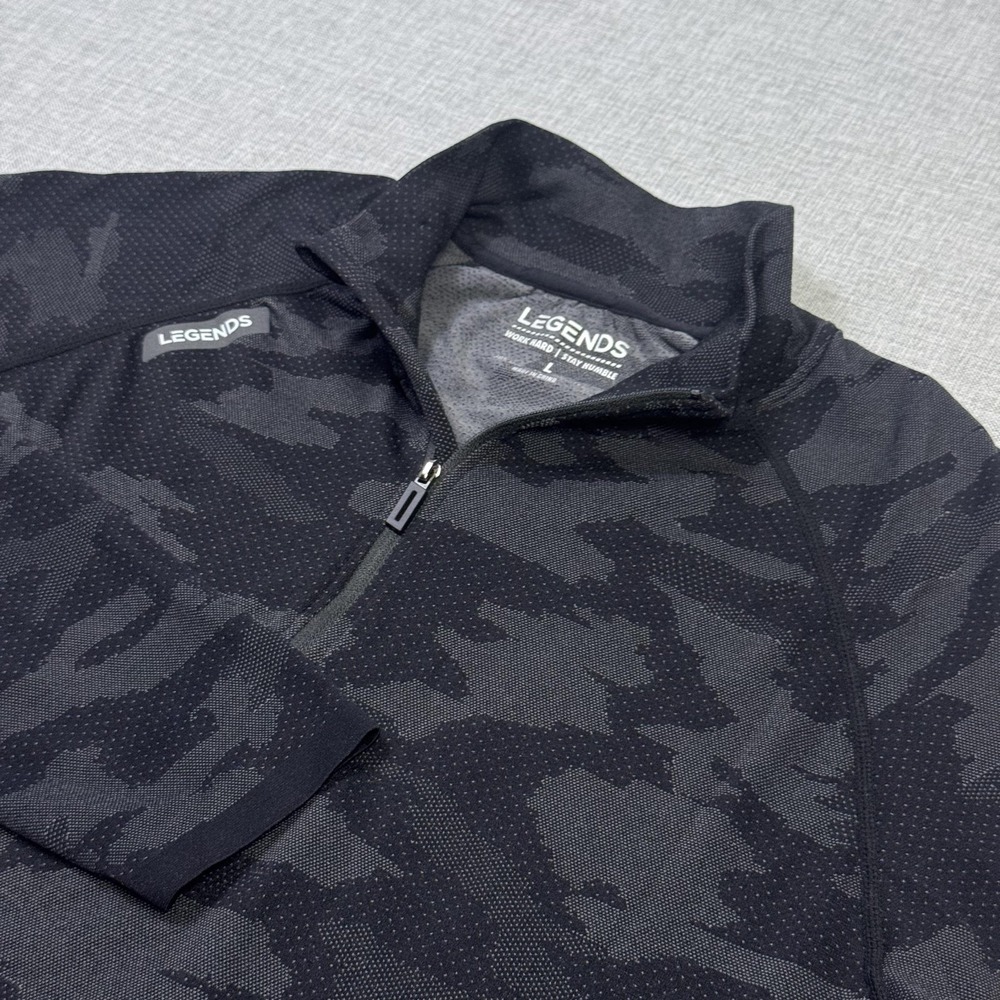 LEGENDS Hawthorne Camouflage 1/4 Zip Golf Pullover Shirt Men L Black Performance